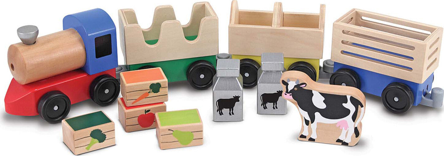 Wooden Farm Train Toy Set