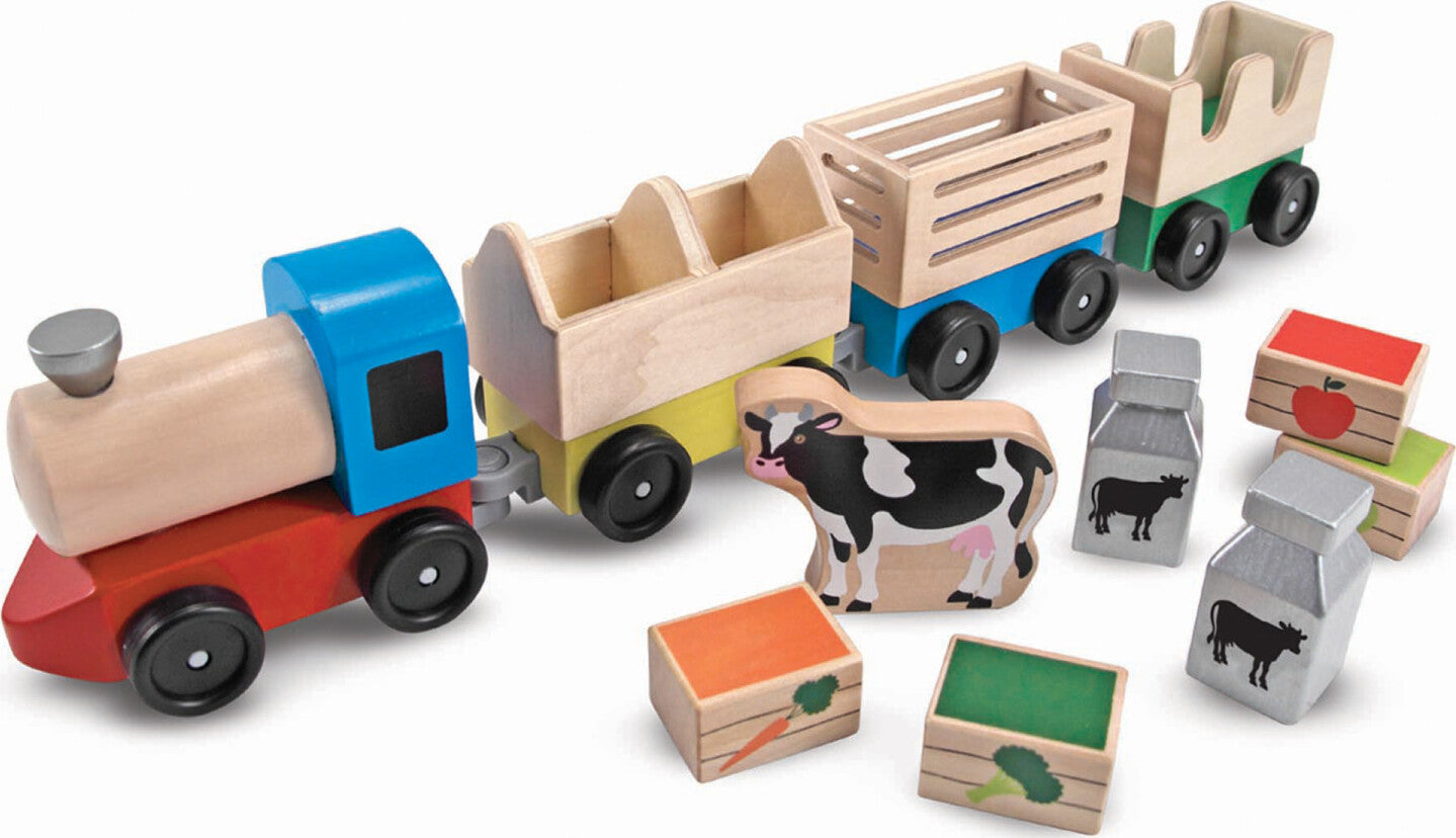 Wooden Farm Train Toy Set