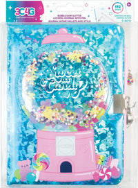 Bubble Gum Glitter Locking Journal with Pen