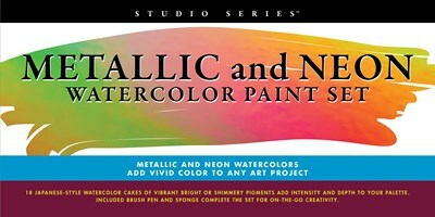 Studio Series Metallic & Neon Watercolor Paint Set (set of 18)