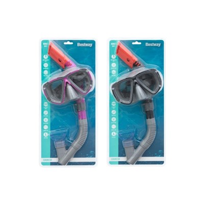 Two adult snorkel and mask sets in a blister packaging.