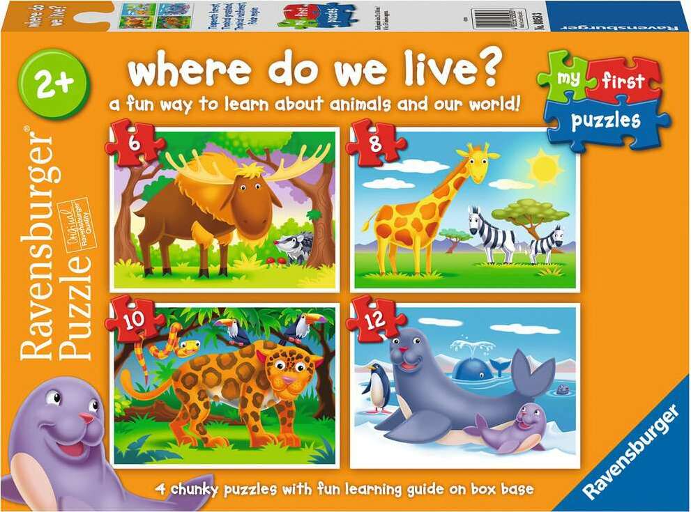 My First Puzzles: Where do We Live (6, 8, 10, 12 Piece Puzzles)