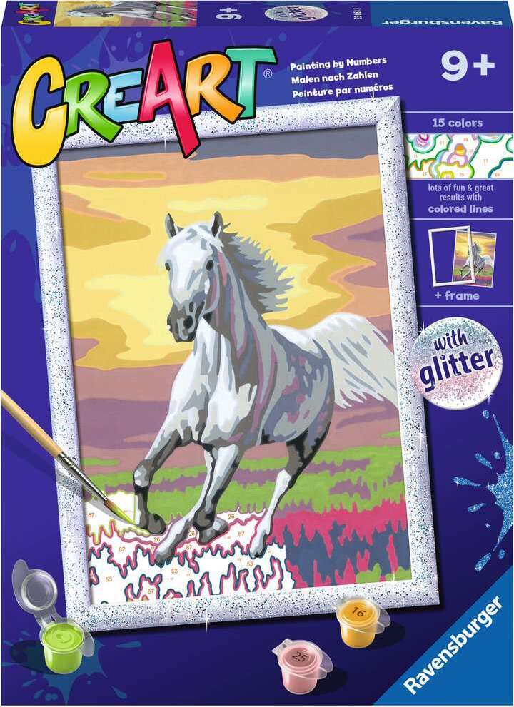 CreArt - Horse at Sunset D/F/I/EN/E/PT - Paint by numbers for kids 9 years up