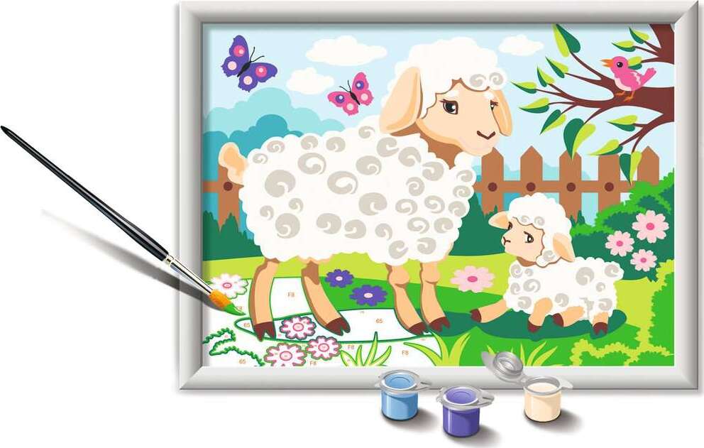 CreArt - Sheep and Lamb - Paint by numbers for kids 9 years up