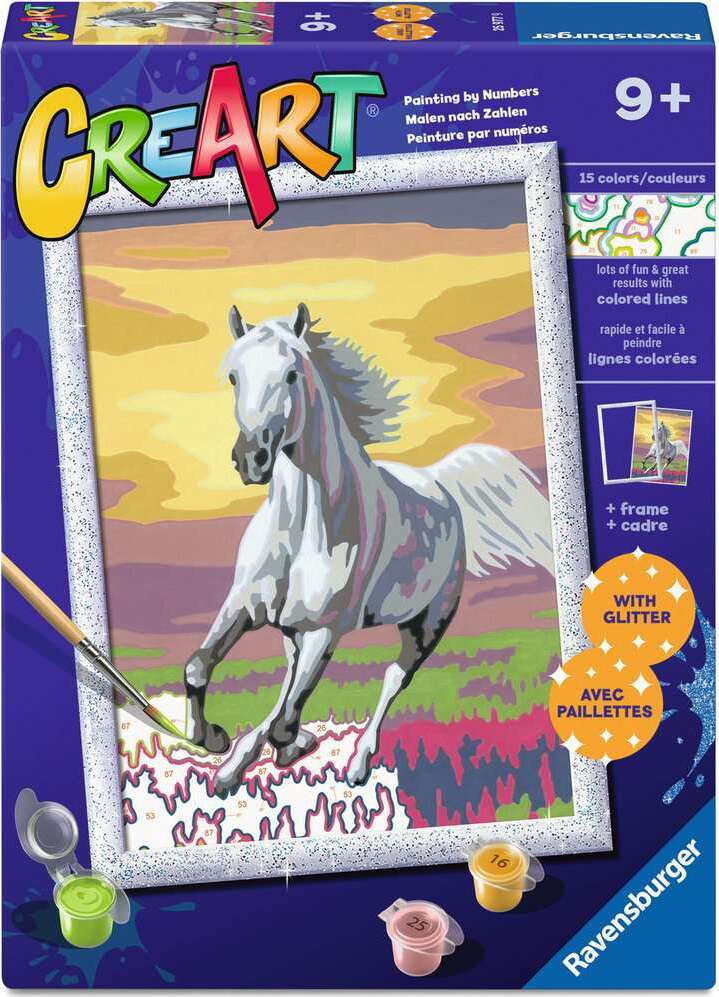 CreArt: Horse at Sunset w/Glitter 7x10