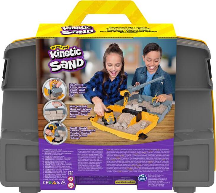 Kinetic Sand, Construction Site Folding Sandbox Playset with Vehicle and 2Lbs Sand