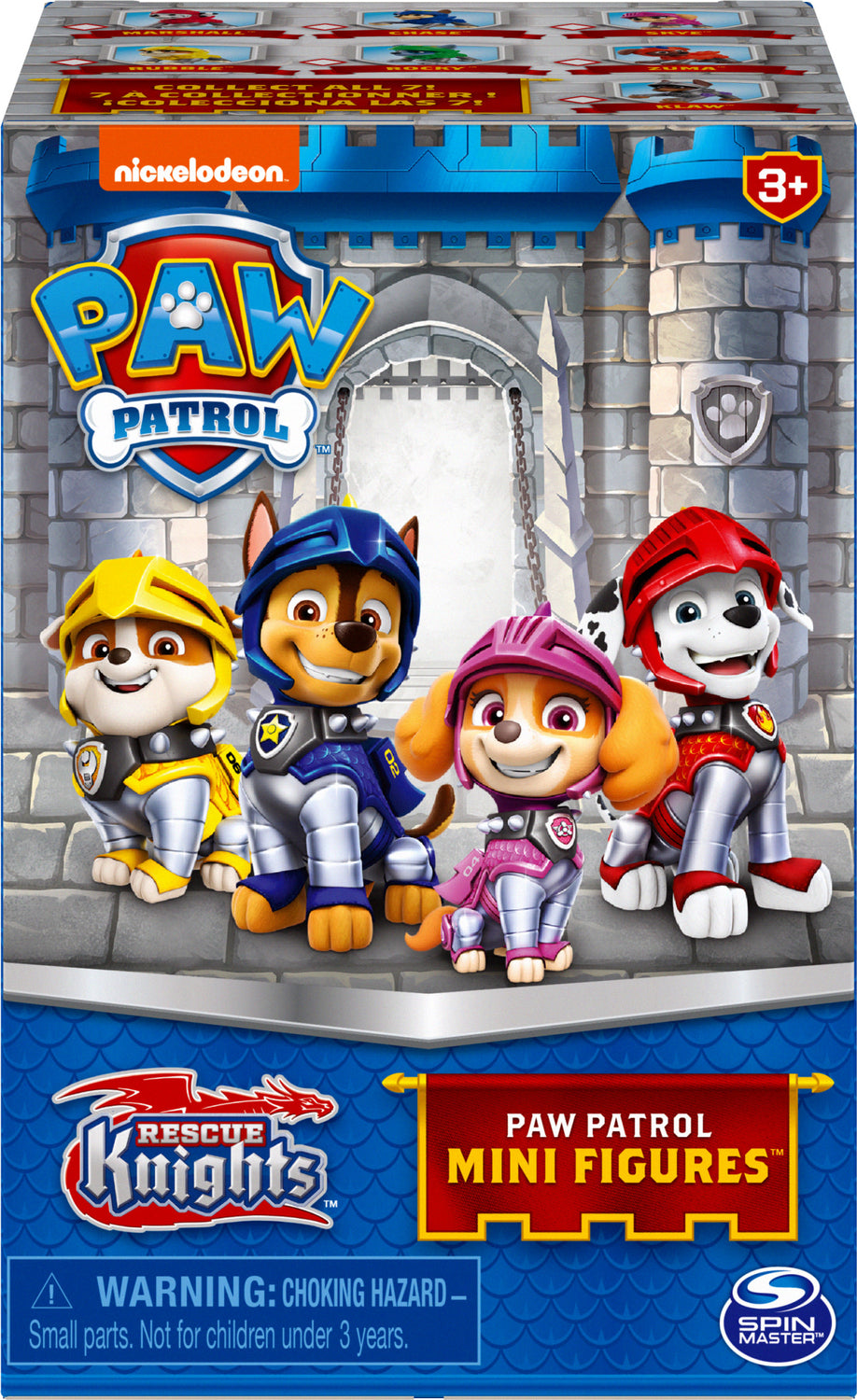 PAW Patrol Rescue Knights 2-inch Collectible Blind Box Mini Figure with Castle Tower Container (Style May Vary