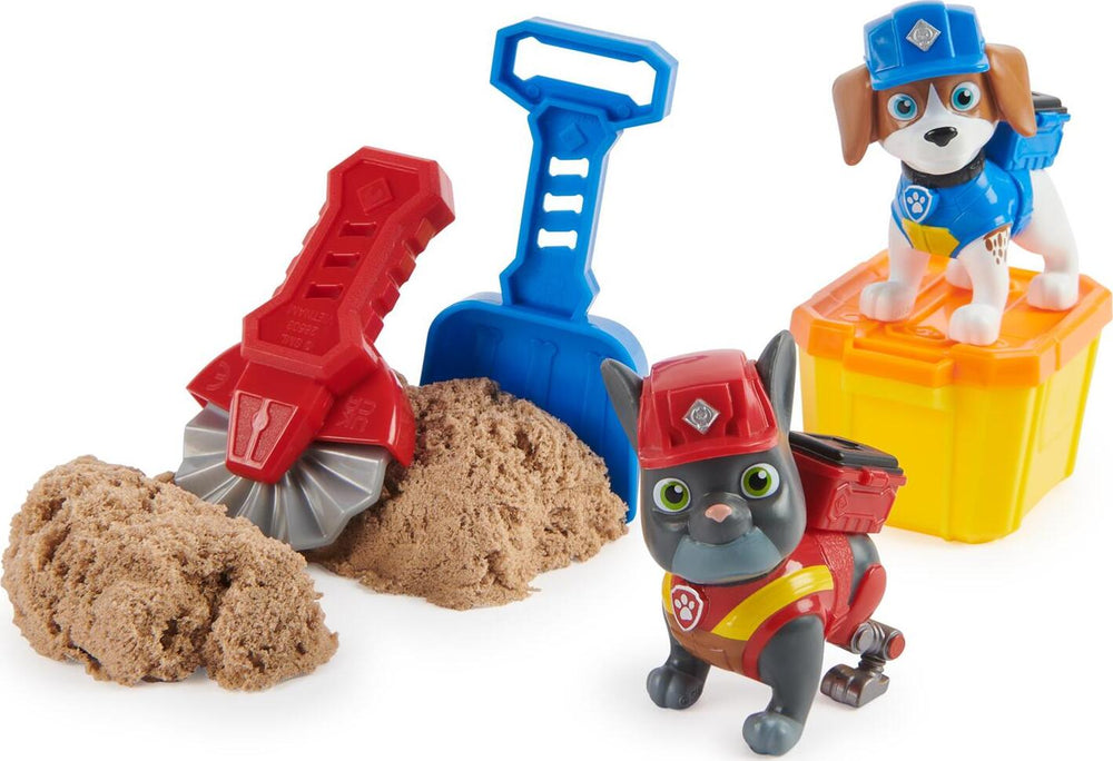 Rubble & Crew, Charger and Wheeler Action Figures Set, with 3 Oz of Kinetic Build-It Sand