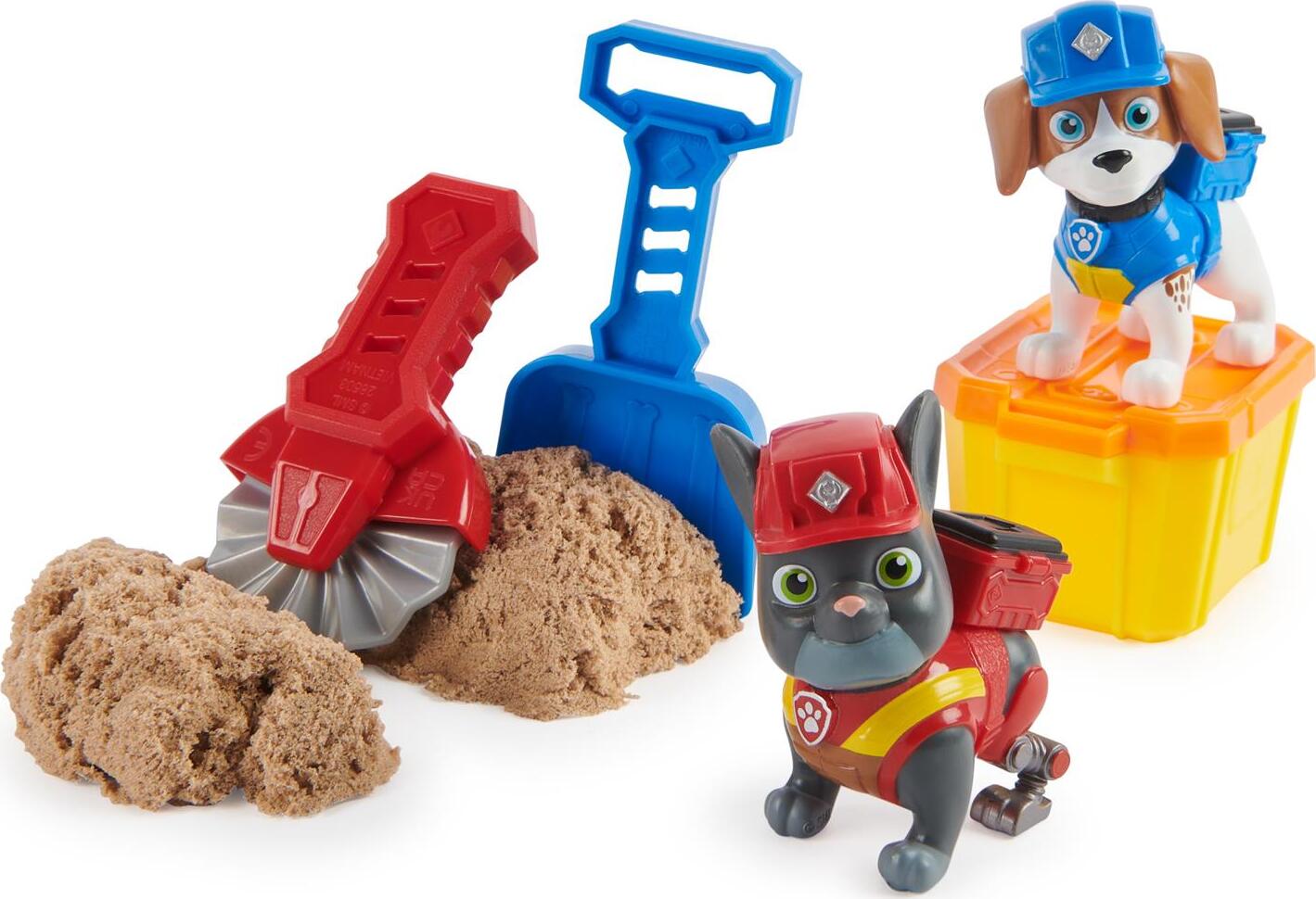 Rubble & Crew, Charger and Wheeler Action Figures Set, with 3 Oz of Kinetic Build-It Sand