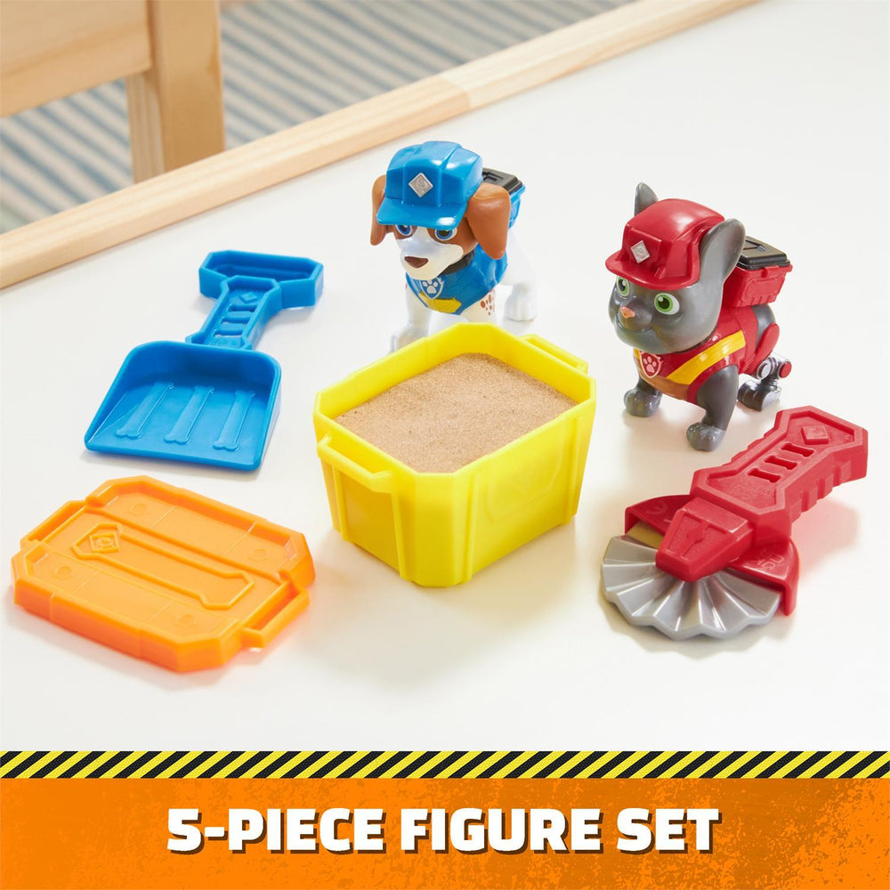 Rubble & Crew, Charger and Wheeler Action Figures Set, with 3 Oz of Kinetic Build-It Sand