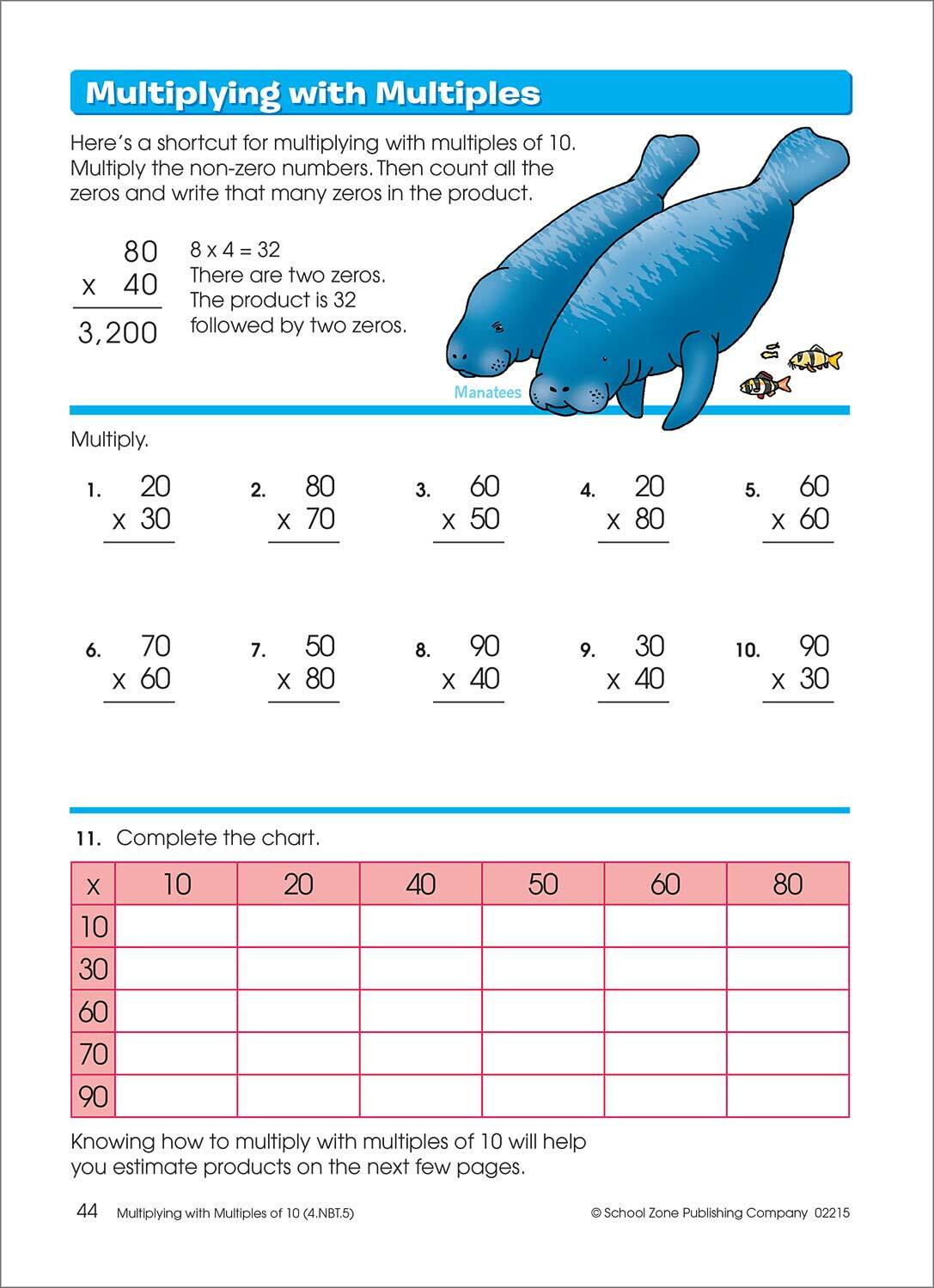 Multiplication & Division Grades 3-4 Workbook