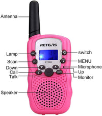 Retevis RT388 2 pcs Kids Walkie Talkies with Flashlight - Pink