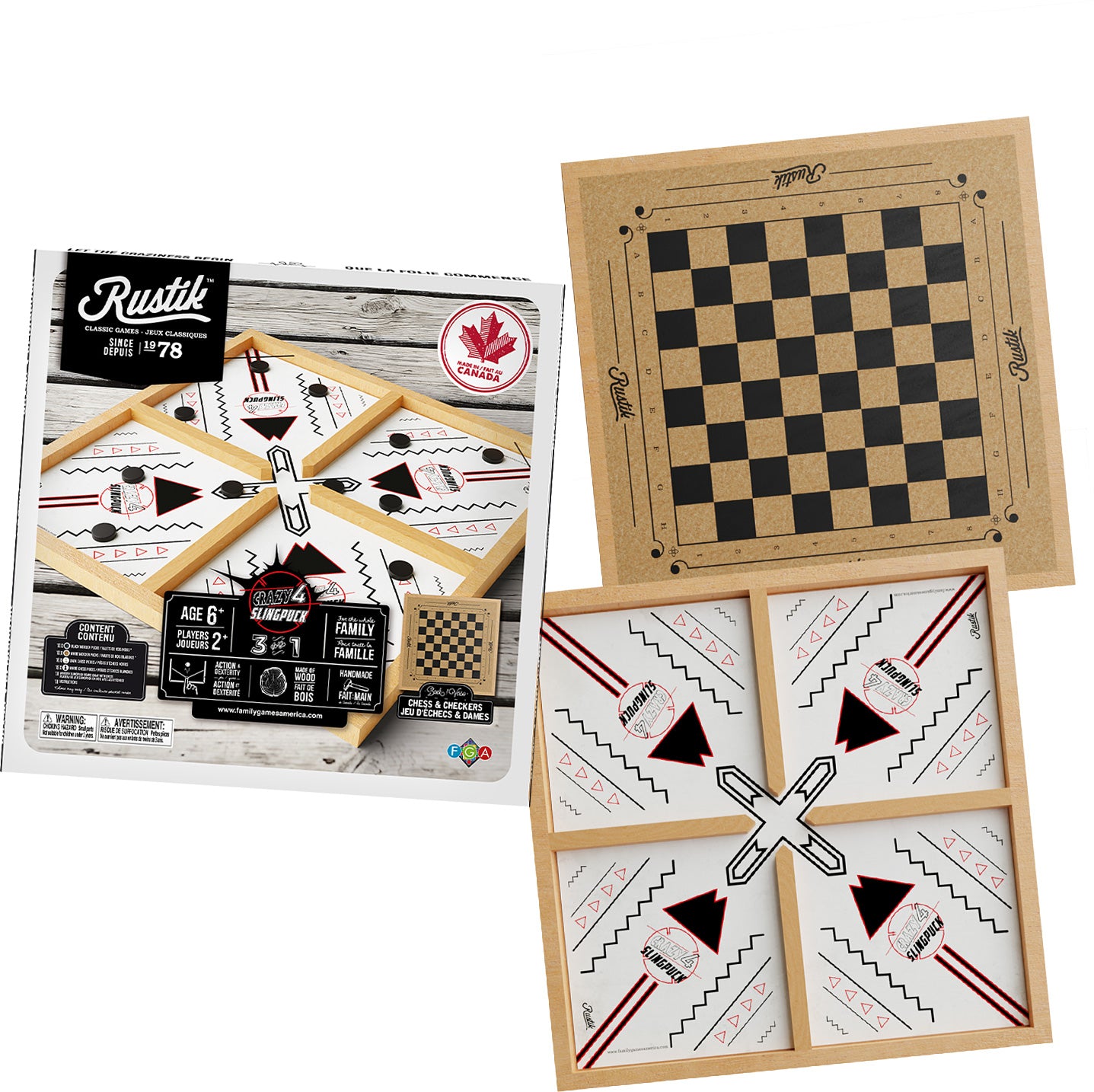 Rustik Crazy 4 Slingpuck 3 in 1 Game Board