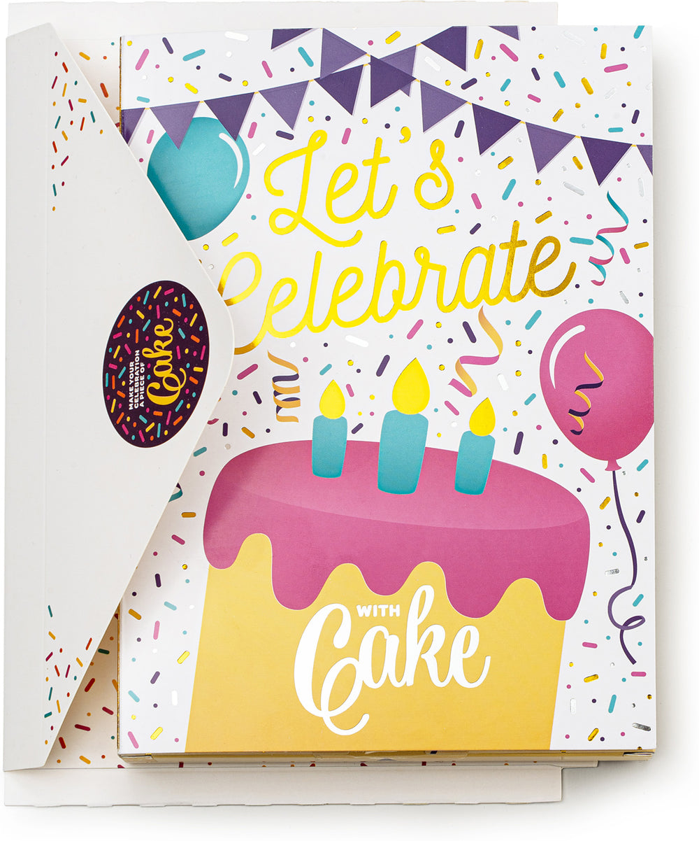 Let's Celebrate Cake Card - Gold Vanilla Confetti