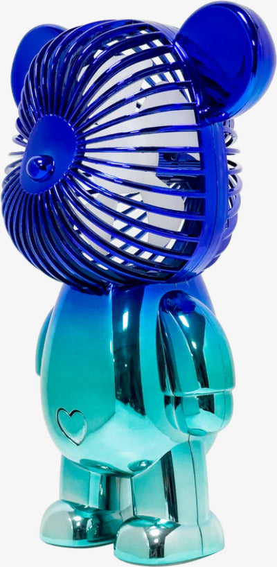 Rechargeable Bear Fan w 3 Speeds-12" Tall- Metallic Blue