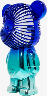 Rechargeable Bear Fan w 3 Speeds-12" Tall- Metallic Blue