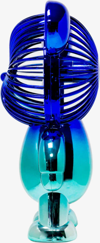 Rechargeable Bear Fan w 3 Speeds-12" Tall- Metallic Blue