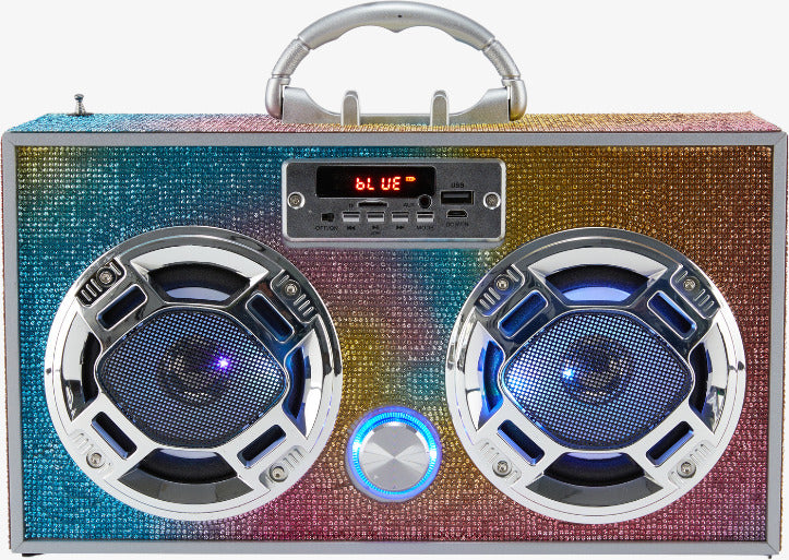 Bluetooth FM Radio W LED Speakers Swirl Bling Boombox