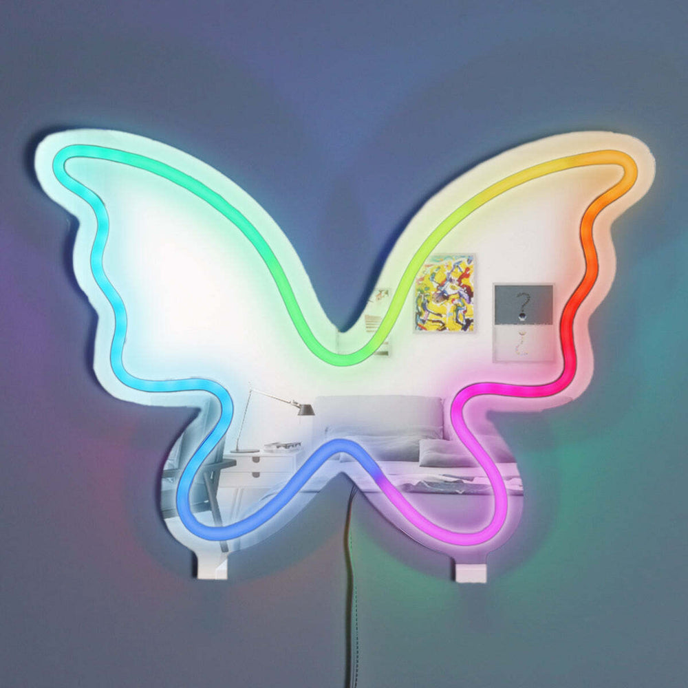 Acrylic frame Desk top/ Wall neon sign-RGB lights & Mirror-Butterfly
