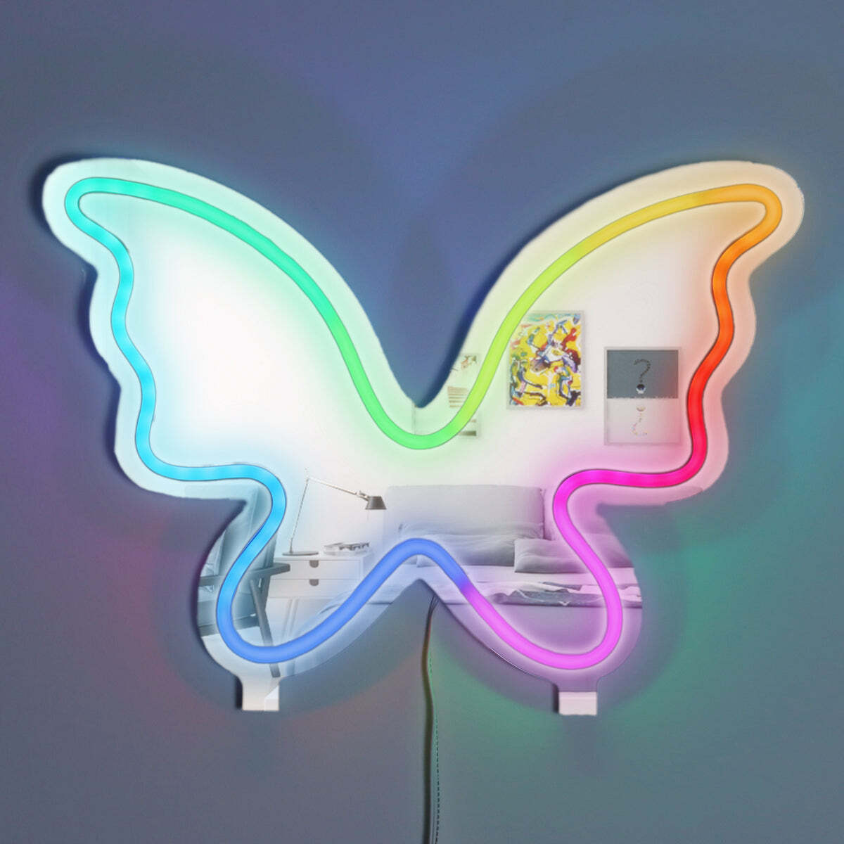 Acrylic frame Desk top/ Wall neon sign-RGB lights & Mirror-Butterfly