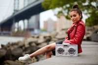 Bluetooth FM Radio W LED Speakers Iridescent Bling Boombox