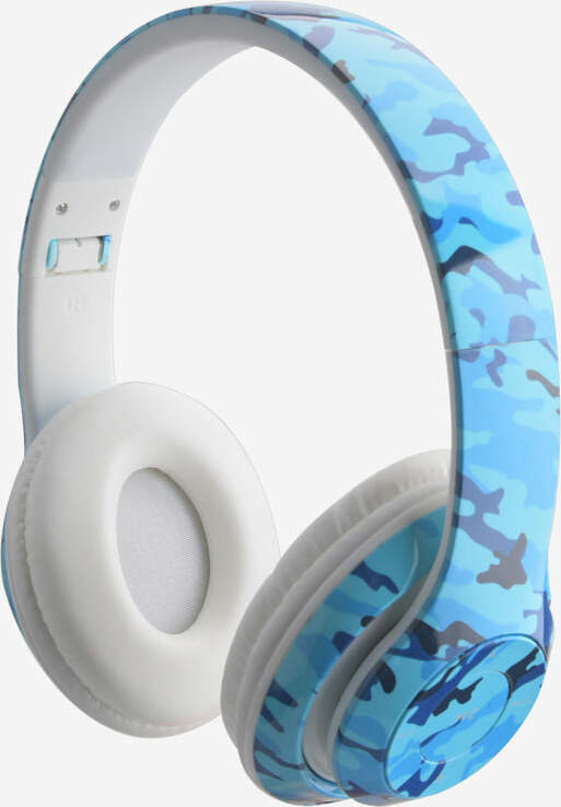 Stereo Bluetooth Head Phones Blue Camouflage