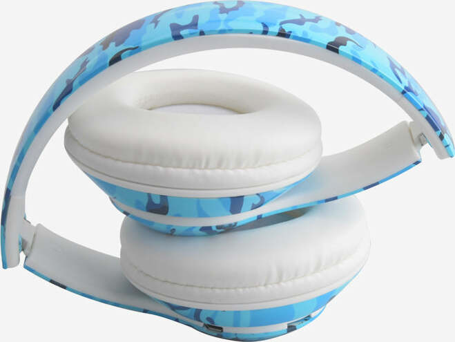 Stereo Bluetooth Head Phones Blue Camouflage