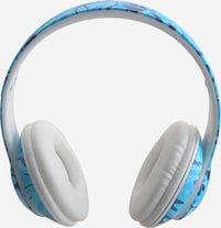 Stereo Bluetooth Head Phones Blue Camouflage