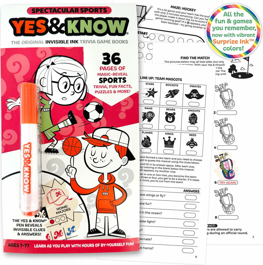 The Original Yes and Know Invisible Ink Trivia Game Books: Spectacular Sports