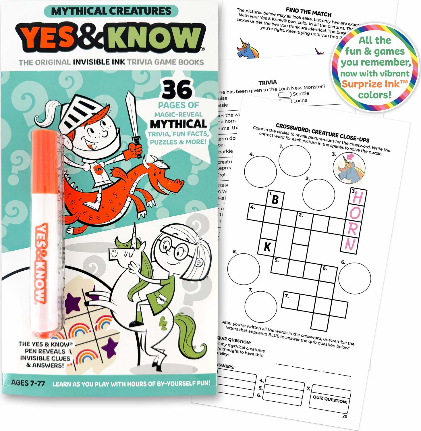 The Original Yes and Know Invisible Ink Trivia Game Books: Mythical Creatures