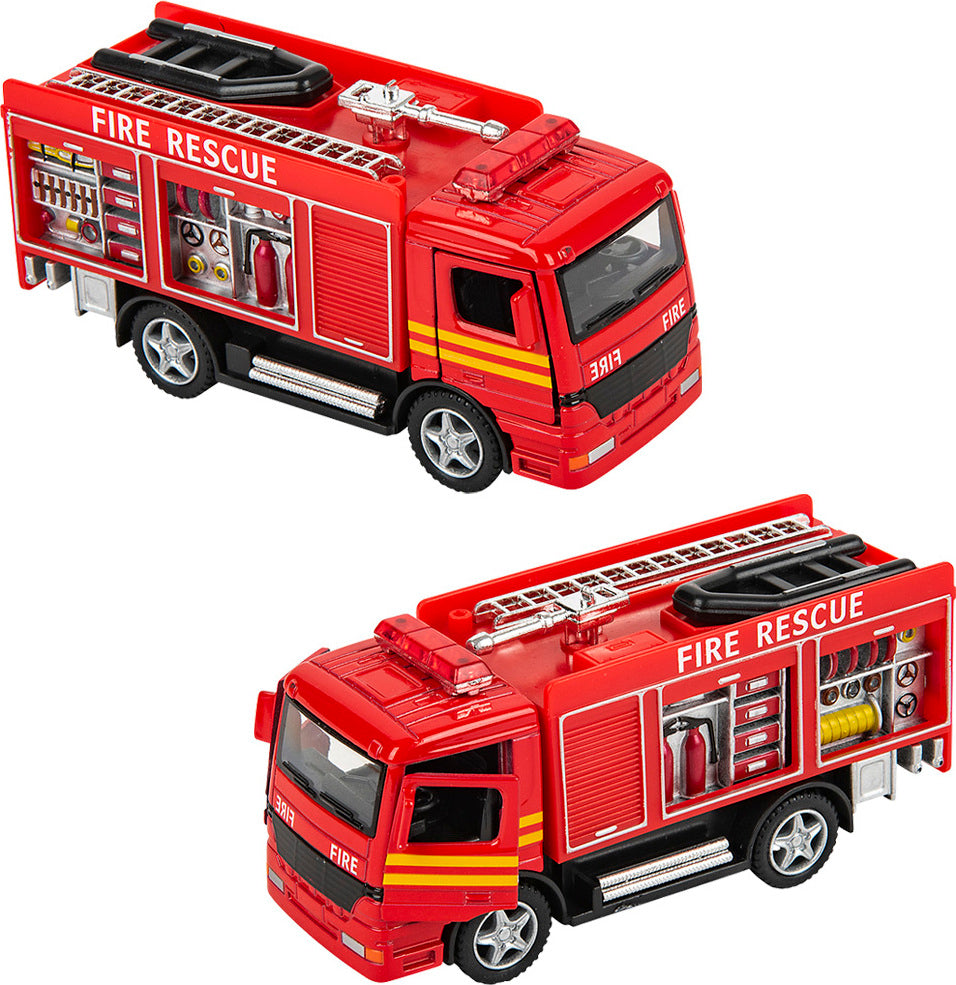 5" Die-cast Pull Back Fire Engine Rescue 12/ Display