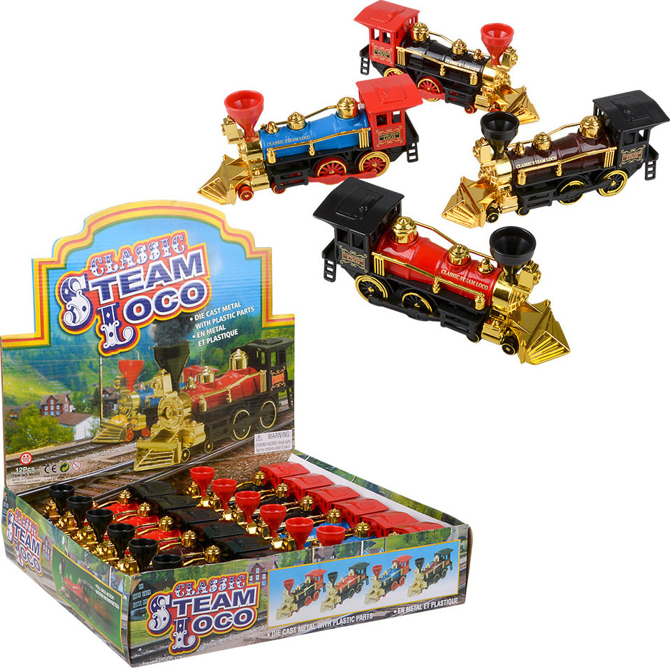 7" Die-cast Pull Back Locomotive With Metallic Accent