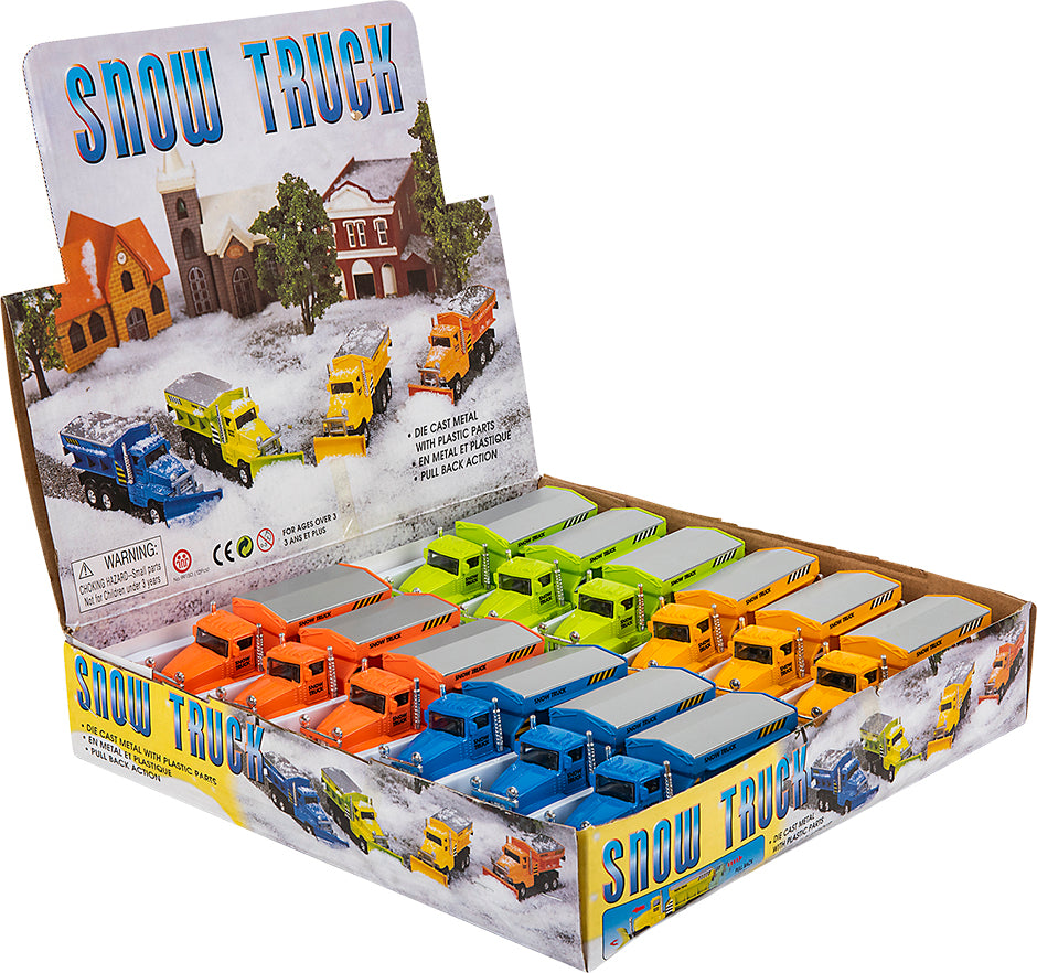 6.5" Die-cast Pull Back Snow Plow 12/ Display