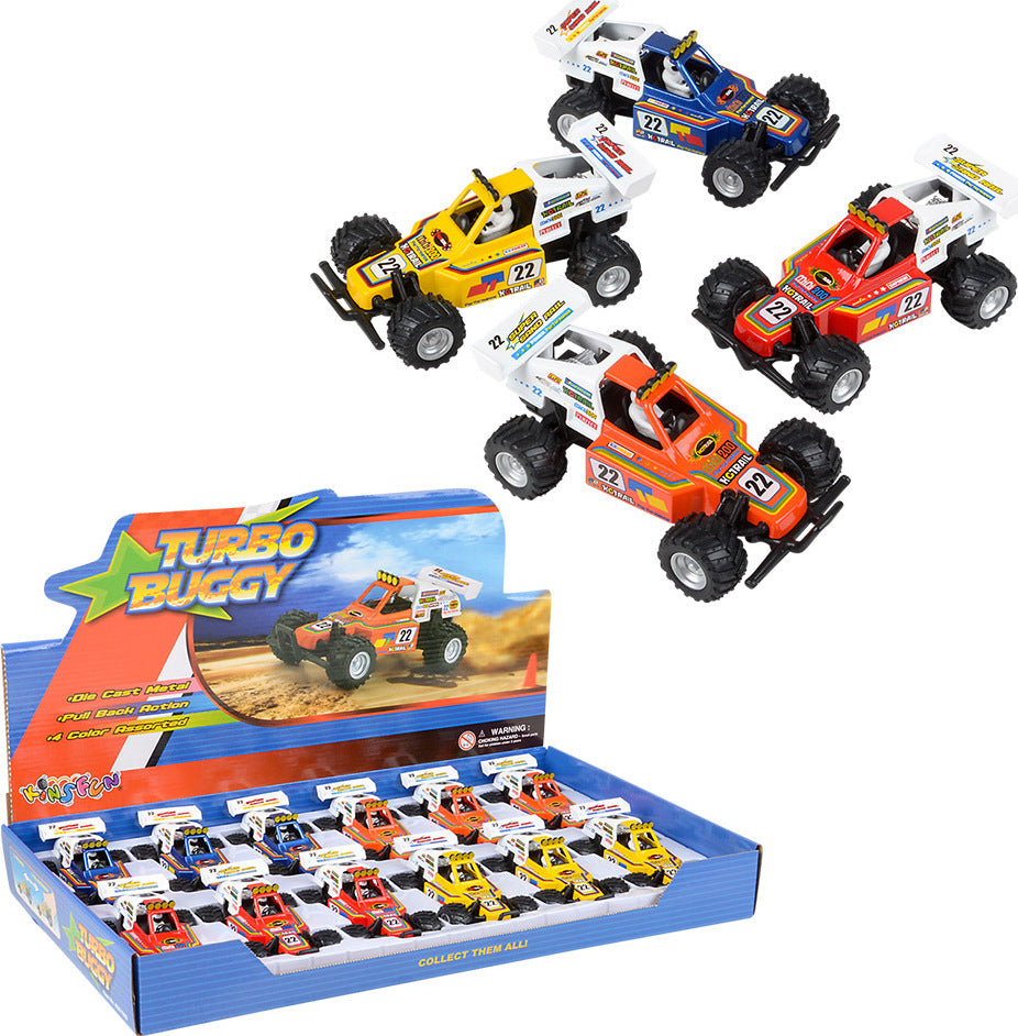 5" Die-cast Pull Back Turbo Buggy 12/ Display