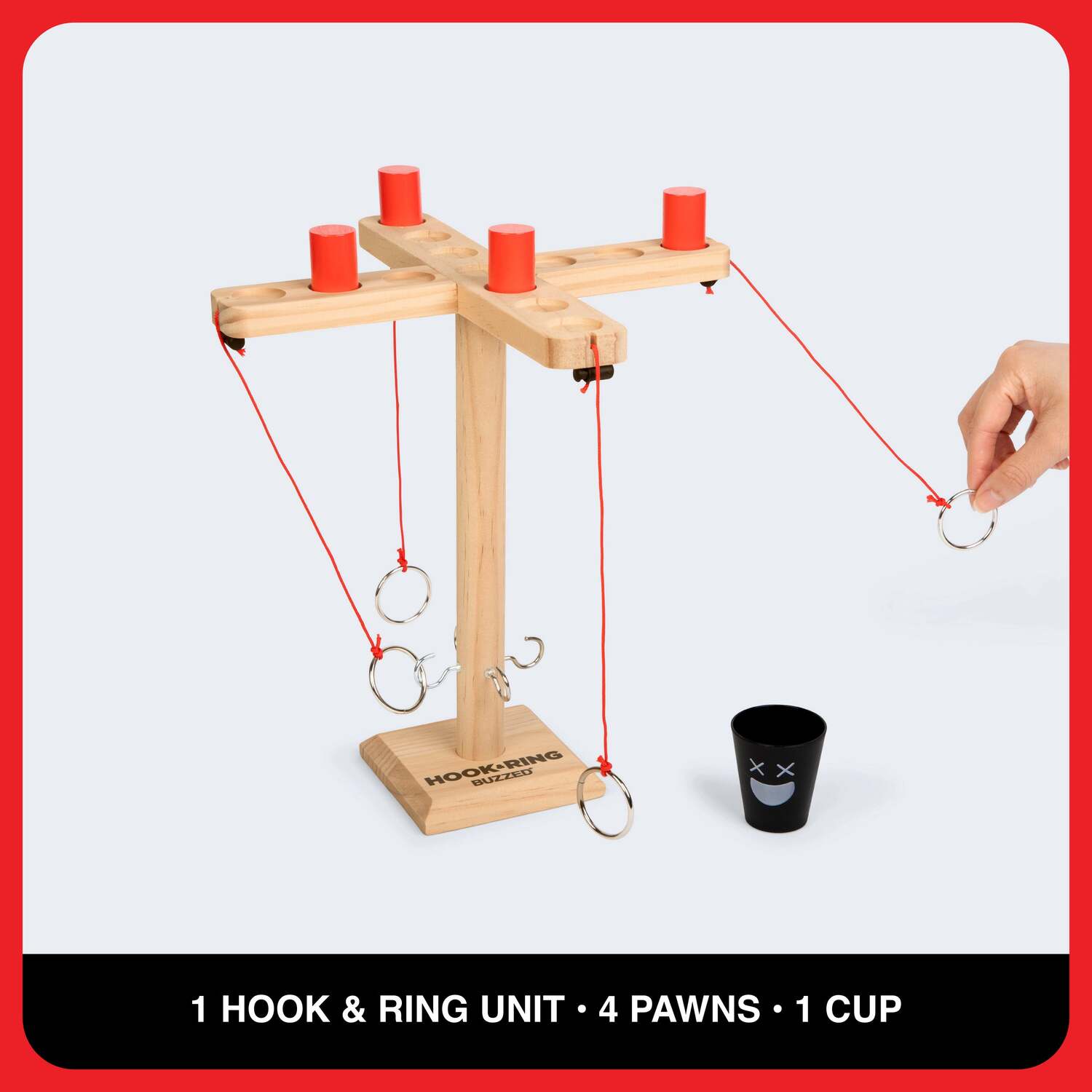 Buzzed 4-Way Hook & Ring Drinking Game  -  The Ring Toss to Rule All