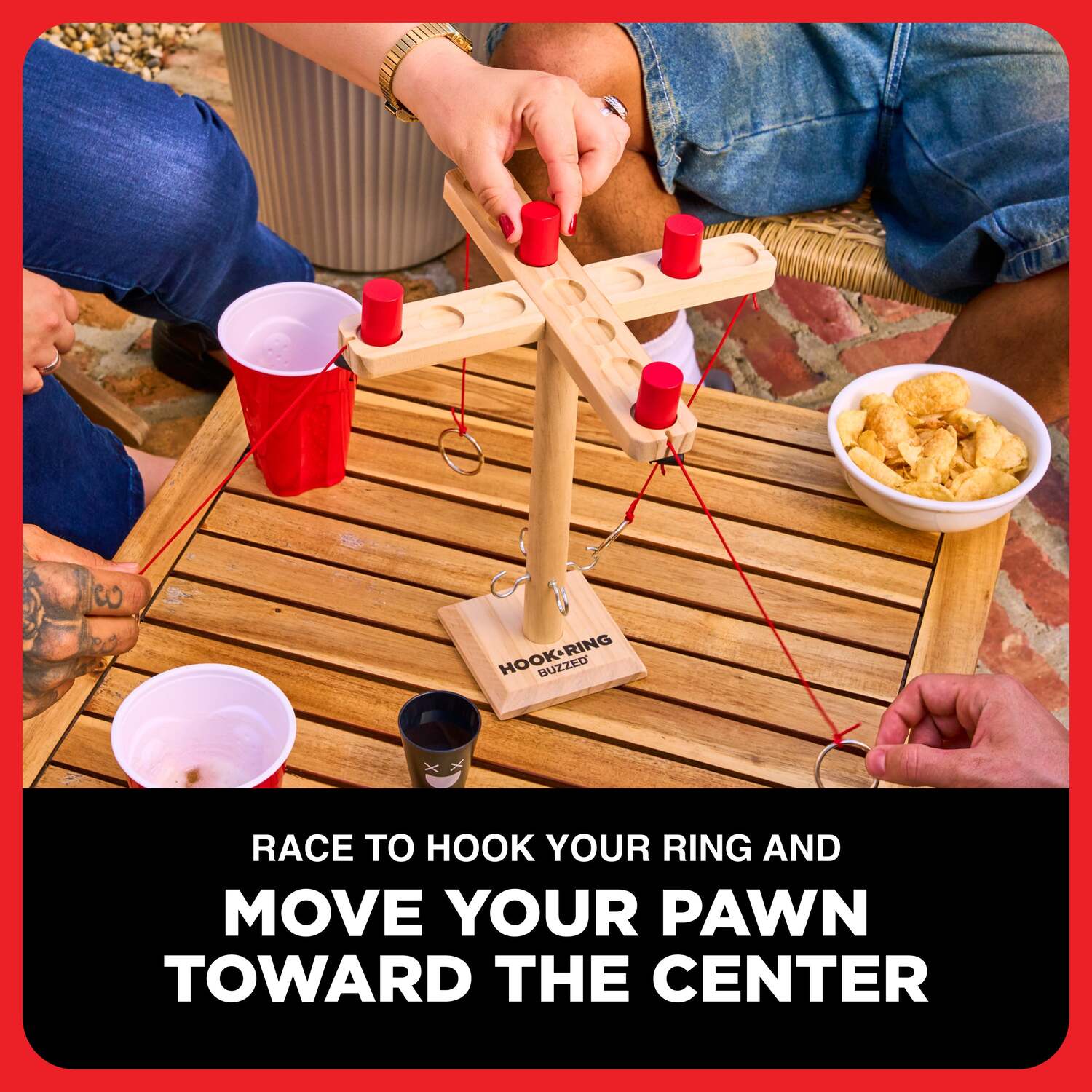 Buzzed 4-Way Hook & Ring Drinking Game  -  The Ring Toss to Rule All