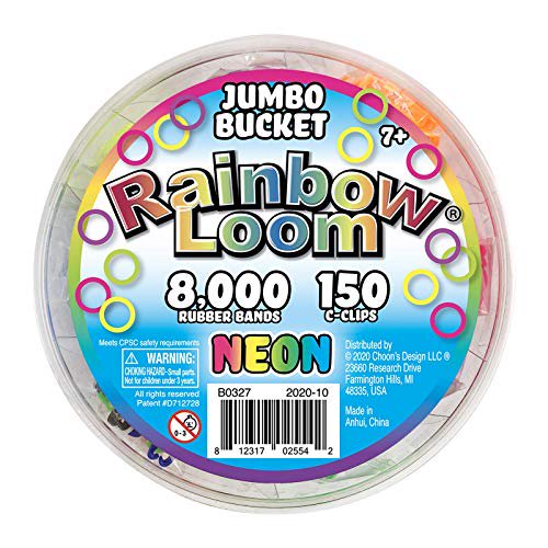 Rainbow Loom Neon Jumbo Bucket with 2X Happy Loom, 7+ 